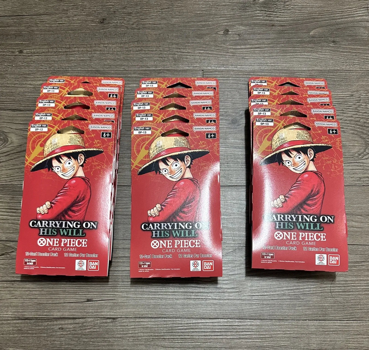 15x One Piece Carrying On His Will OP13 TCG English Sleeve Booster Packs